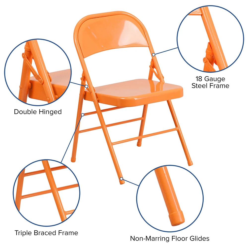 Emma and Oliver 4 Pack Colorful Metal Folding Chair Teen and Event Seating