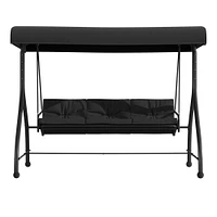 Emma and Oliver 3-Seat Outdoor Steel Converting Patio Swing and Bed Canopy Hammock