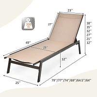 Costway  2 PCS Patio Lounge Chair Chaise Recliner Back Adjustable Garden Brown\Black