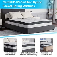 Merrick Lane Luna 10 Inch Hybrid Mattress CertiPUR-US Certified Foam & Pocket Spring Mattress in a Box