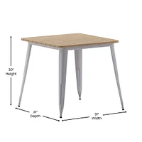 Merrick Lane Dryden Indoor/Outdoor Dining Table, 31.5" Square All Weather Poly Resin Top with Steel Base