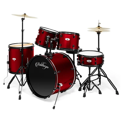 Ashthorpe 5-Piece Complete Full Size Adult Drum Set with Remo Batter Heads