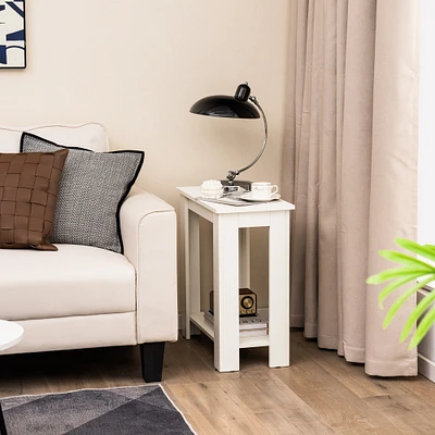 2-Tier Modern Compact End Table with Storage Shelf