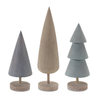 Melrose Set of 6 Gray and Beige Christmas tree Tabletop Decorations 17.25"