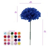 Artificial Carnation Picks, 5-Inch, 3.5" Wide, Box of 200, Royal Blue, Realistic Silk Flowers, Spring Floral Picks, Parties & Events, Home & Office Decor