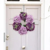 18" Magenta Pink Hydrangea Wreath with Grapevine Ring & Silk Blooms