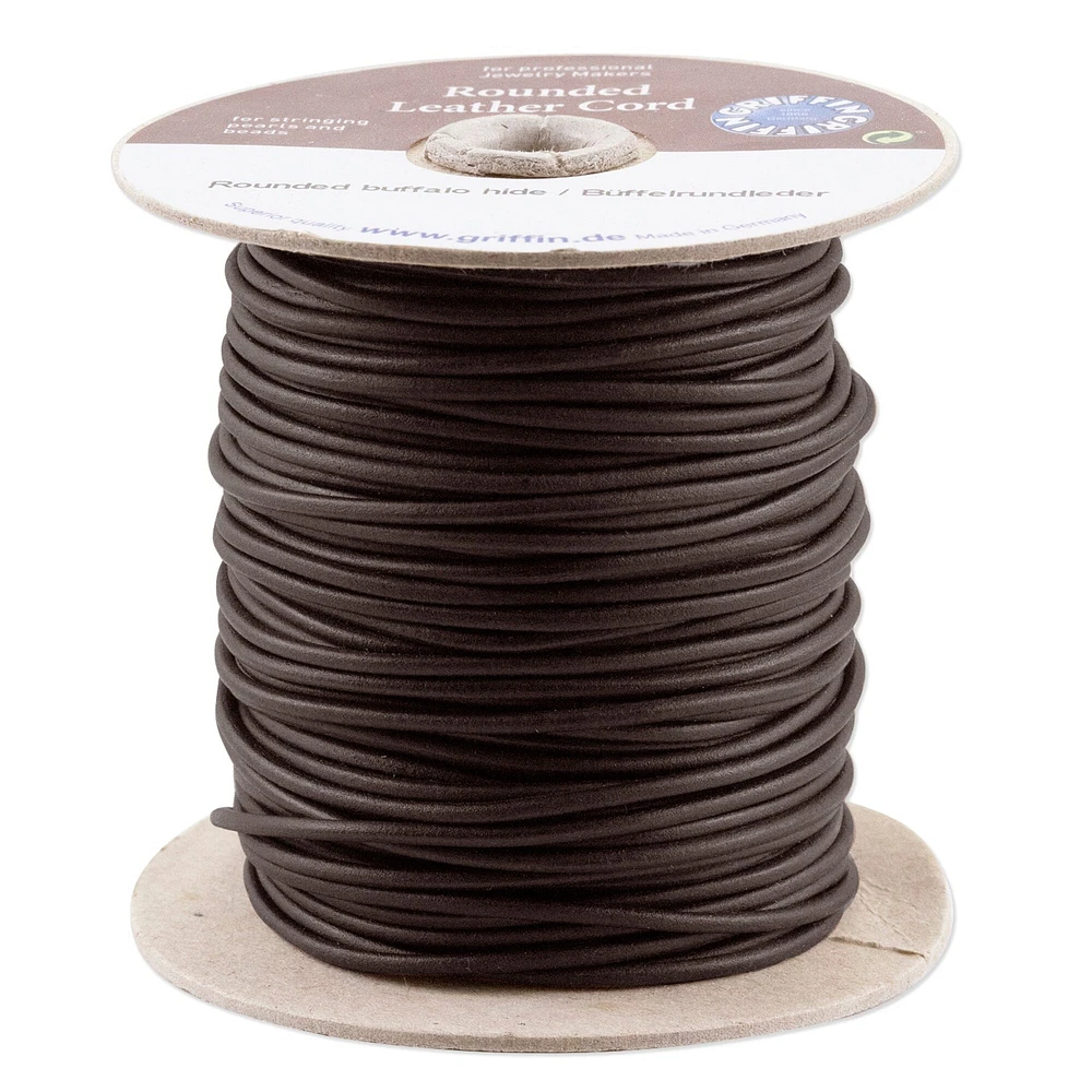 Griffin 2mm Black Leather Cord (Priced Per Yard)