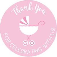 Stroller stickers thank you for celebrating with us girl baby shower favor 2R8pink