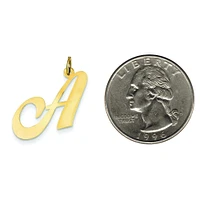 14K Yellow Gold Large Fancy Script Initial A Charm Jewerly 22mm x 25mm