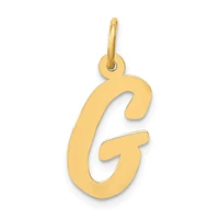 14K Yellow Gold Medium Script Initial Letter G Charm Jewerly 19mm x 10mm