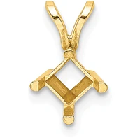 14K Gold 4 Prong Princess Pendant Setting 6.5mm