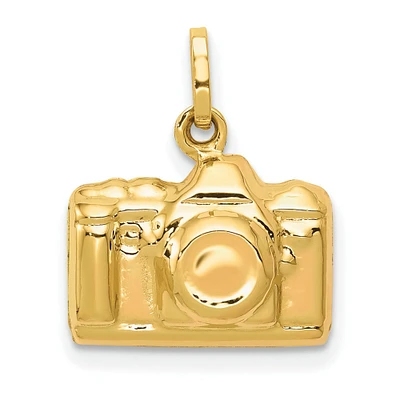 14K Yellow Gold Camera Charm Photographer Jewelry 17mm x 13.5mm