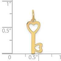 14K Yellow Gold Heart Shaped Key & Lock Charm Jewelry 20mm x 7mm