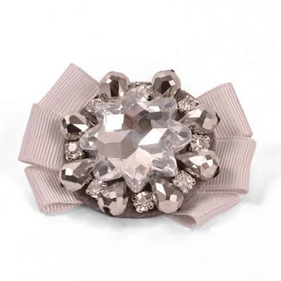 Bead and Gem Bow Brooch 2 1/2" X 1 3/4"