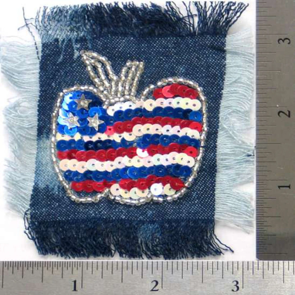 Apple Sequin Applique/Patch On Denim