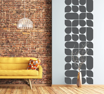 Retro Wall Decal, Mid Century Modern Wall Decor, Geometric Decals, Modern Nursery Decor, Retro Wall Pattern, Removable Wall Decor