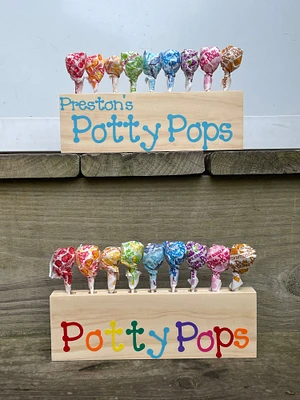 Personalized Potty Pops Wood Block, Potty Training Tool, Toilet Training Reward Sign