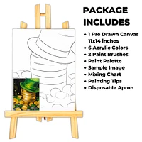 "Coin Luck" DIY Canvas Art Kit, Adult Beginner, Acrylic Paint Size 11x14 inch