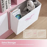 Storage Bookcase with Fabric Drawer, Modern Display Toy Cabinet.