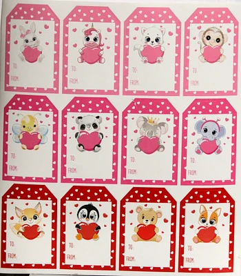 Valentine's Day Cute Animal Tag Stickers