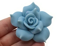 2 2 Inch Pink and Blue Flower Polymer Clay Beads