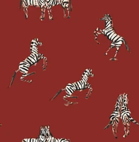 Tempaper & Co. x Novogratz Zebras In Love Red Peel and Stick Wallpaper