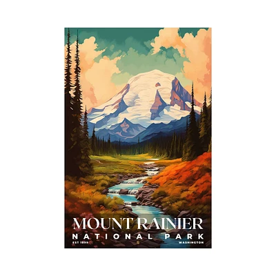 Mount Rainier National Park Poster, Travel Art, Office Poster