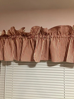 Red and White Striped Lined Valance