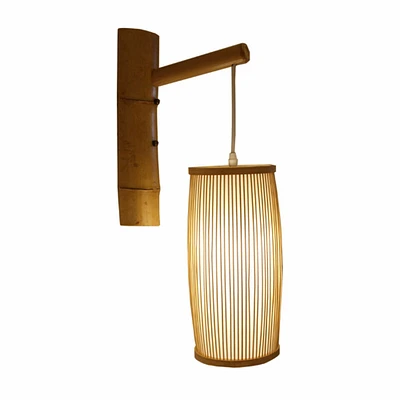 Kitcheniva Wall Light Lamp Bamboo Wicker Rattan Shade Sconce Light Fixture