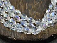 *16* 13x9mm Crystal AB Fire Polished Teardrop Beads