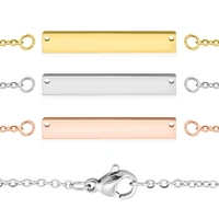 Blank Polished Bar Stainless Steel Necklace With Separated Chain