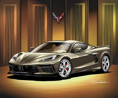 C8 Chevrolet Corvette Stingray Art Prints by Danny Whitfield |  ZEUS BRONZE - SILVER QES  WHEELS | Car Enthusiast Wall Art