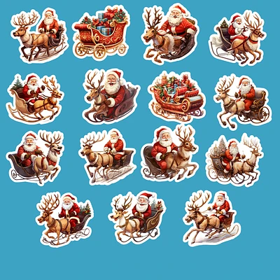 Santa And Sleigh Christmas Stickers