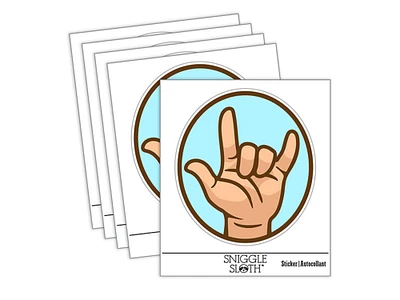 I Love You Hand Sign Language Waterproof Vinyl Phone Tablet Laptop Water Bottle Sticker Set - 5 Pack