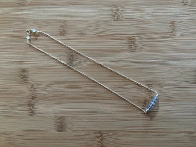 N120 - Iolite and Sterling Silver Bar Necklace (17.5  inches long)