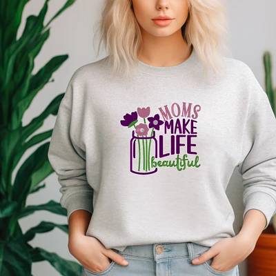 Moms Make Embroidered Sweatshirt Mother's Day Gift Comfy Womens Pullover Present Unisex Hoodie Custom Crewneck