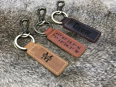 Personalized Leather Keychain, Customized Keychain, Custom Leather Key chain, coordinates key chain longitude latitude keychain, Best Gift