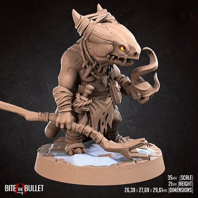 Kobold Sorcerer from Bite the Bullet's Christmas Town. Total height apx. 30mm. Unpainted resin miniature