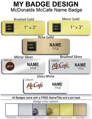 McCafe McDonald's 1" x 3" Name Badge