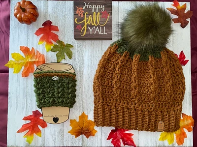 Beanie and Coffee Cozy: Pine Umber