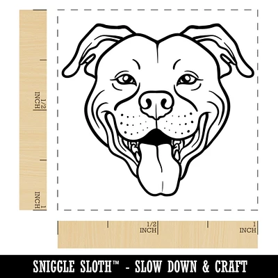 Happy Pit Bull Face Self-Inking Rubber Stamp Ink Stamper