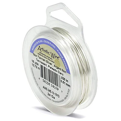 Artistic Wire Jewelry Wire Non-Tarnish Silver Plated 24 Gauge (15 Yards)