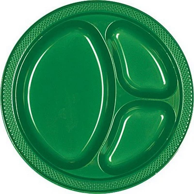 10.25" Festive Green Divided Round Plates