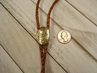 Unique Unisex Minimalist Satin Brass Antiqued Bolo Tie Boho Western Cowgirl Cowboy Jewelry Bola Wedding Necklace Necktie On Sale 80533-5