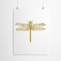 Dragonfly Gold On White by Amy Brinkman  Poster Art Print - Americanflat
