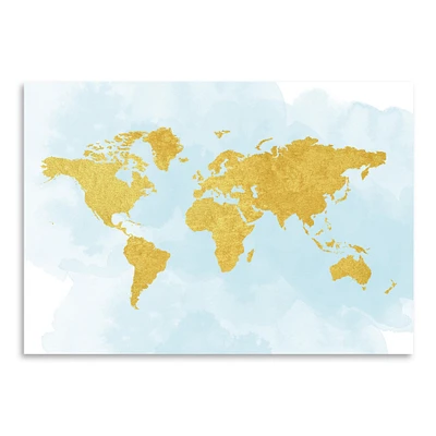 World Map by Peach & Gold Poster Art Print