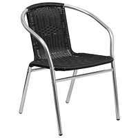 Emma and Oliver Commercial Aluminum/Rattan Restaurant Dining Stack Chair