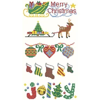 Herrschners  Jolly Holiday Pillowcase Set Stamped Cross-Stitch