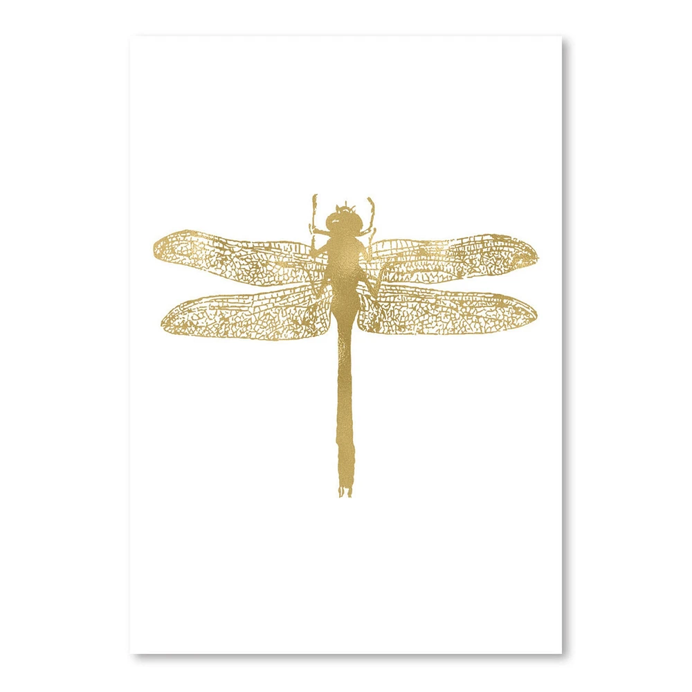Dragonfly Gold On White by Amy Brinkman  Poster Art Print - Americanflat