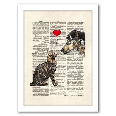 Dog-Cat Love by Matt Dinniman Black Framed Wall Art - Americanflat